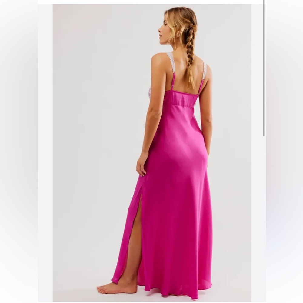 Free People Countryside Lace Satin Maxi Slip Dress - Picture 2 of 6